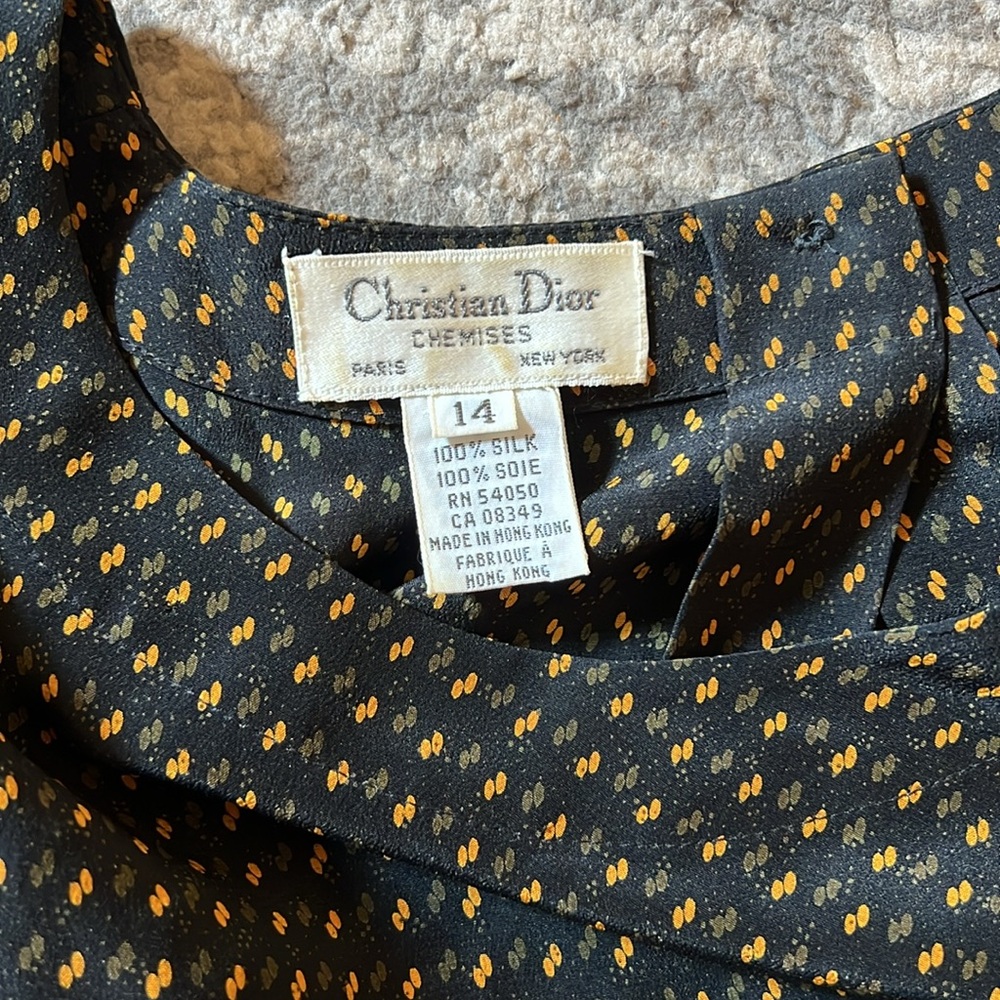 Vintage Christian Dior blouse size 14.